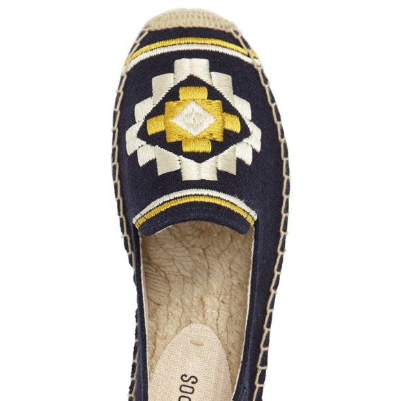 Soludos New Embroidered Platform Espadrilles SlipOn Flats Shoes NIB Navy 9.5๐HP - Picture 4 of 16